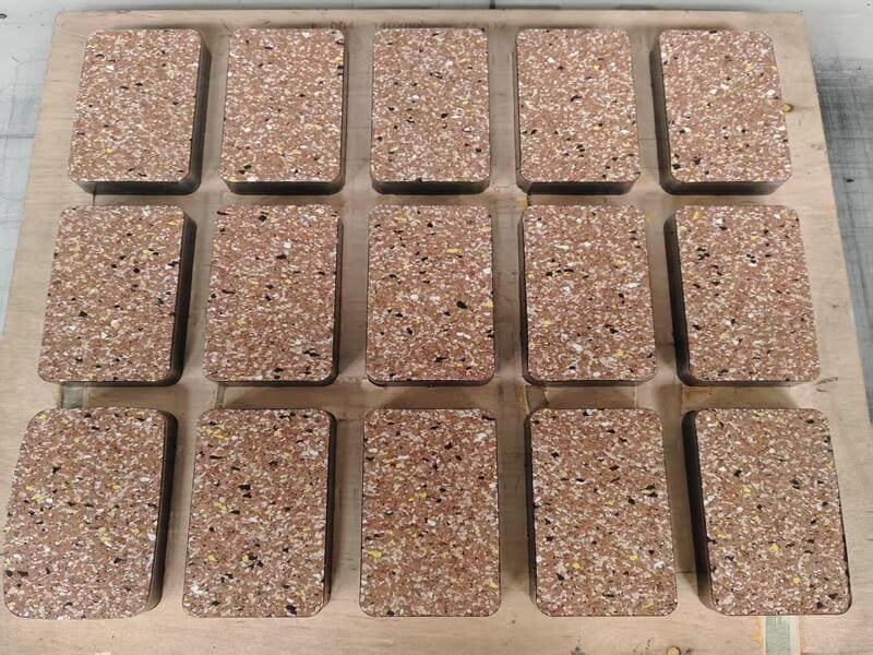 shuffling rubber tiles during installation